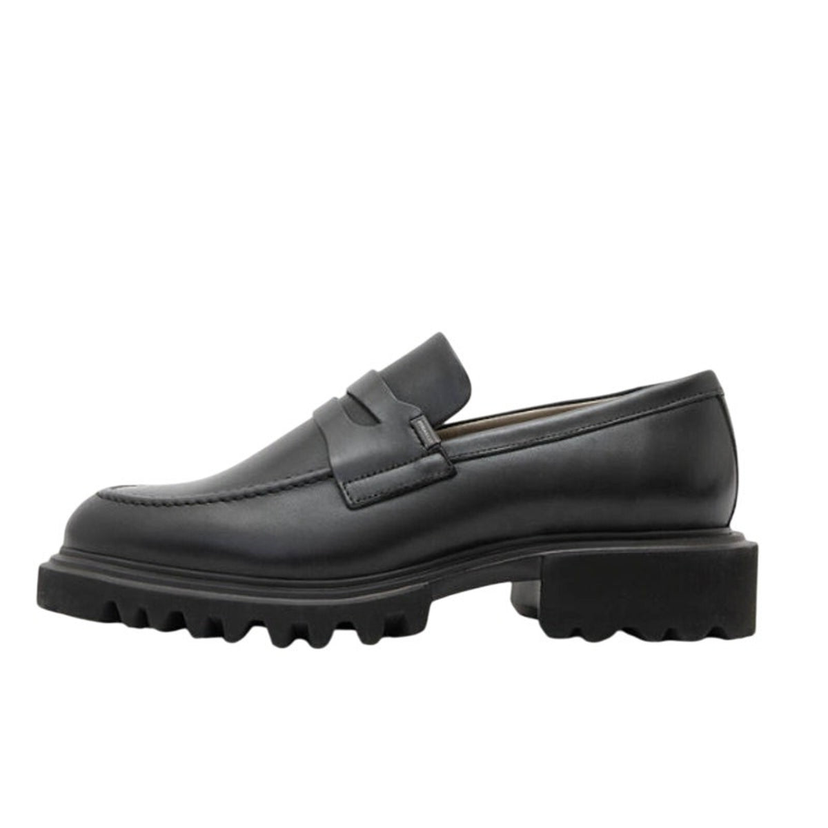 Allsaints Womens Lola Loafers Size 7 EU 37 Black Leather Chunky Lug Sole NWOB