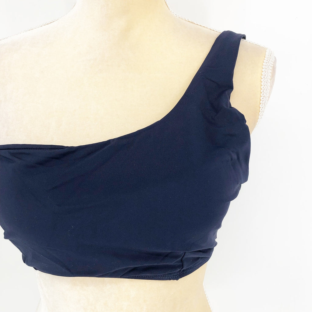 ANDIE SWIM The Wynwood Bikini Top XL Navy Blue One Shoulder NWT