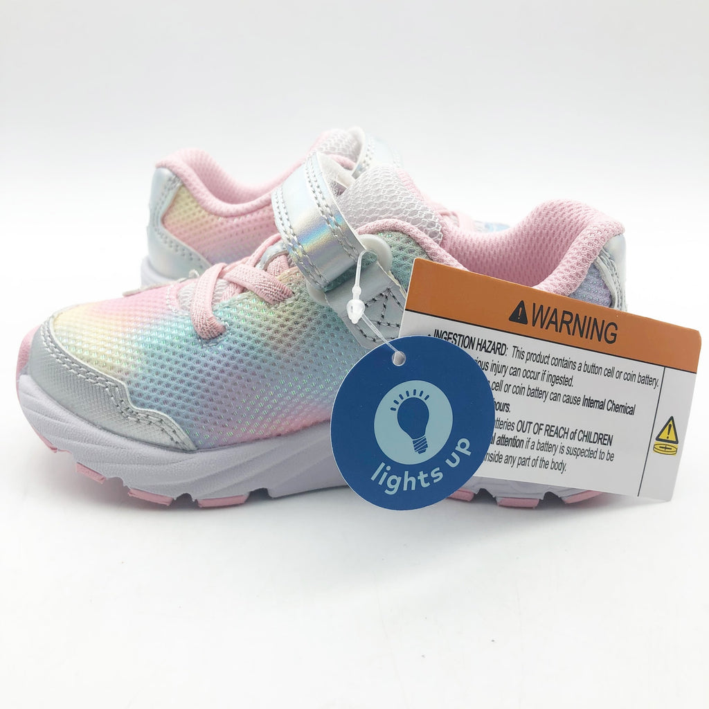 Stride Rite Girls SR Lighted Glimmer Sneaker 2.0 Size 3 WIDE Pink Kid Shoes NIB