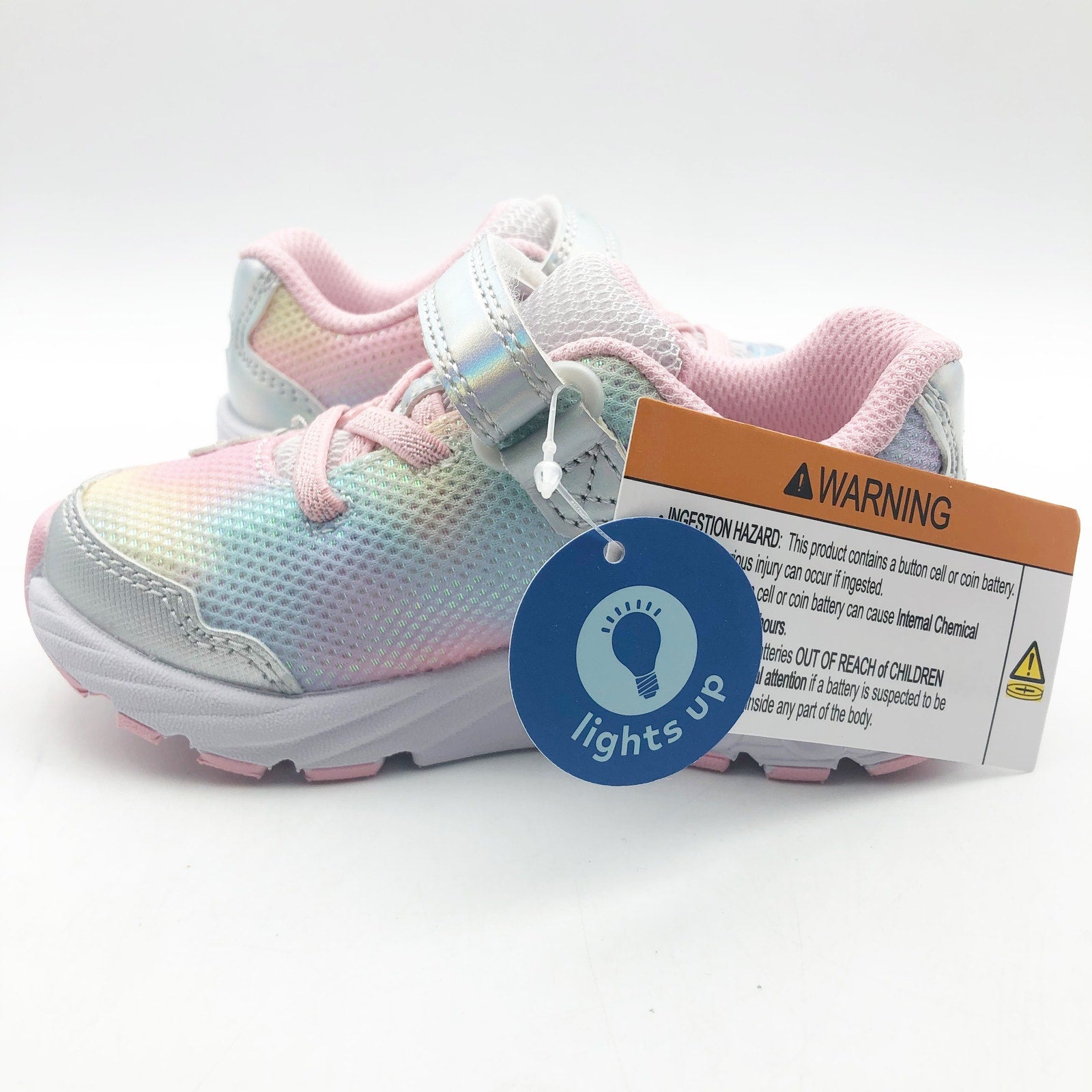 Stride Rite Girls SR Lighted Glimmer Sneaker 2.0 Size 3 WIDE Pink Kid Shoes NIB