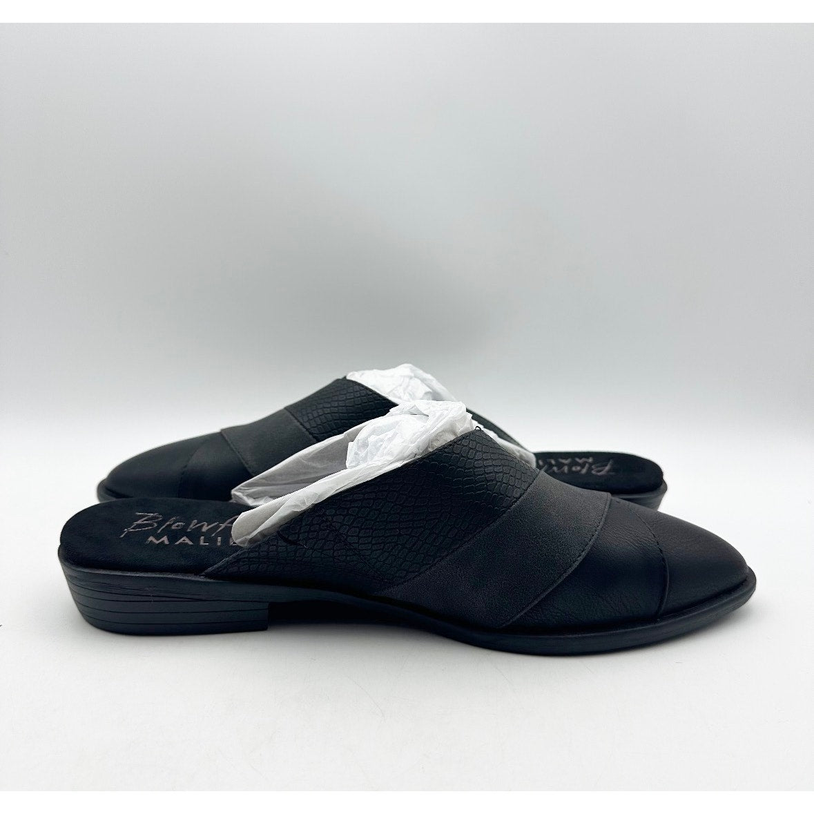 Blowfish Malibu Womens Hazel Mules Size 8.5 M EU 39 Black Vegan Leather NIB