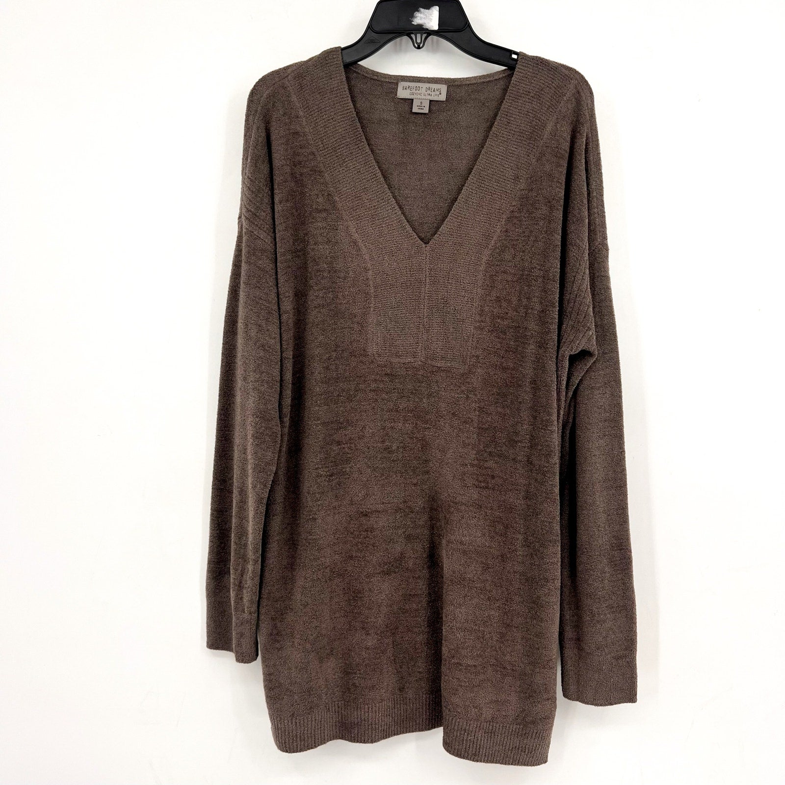 BAREFOOT DREAMS CozyChic Ultra Lite V-Neck Tunic Top Small Mineral Gray NWOT