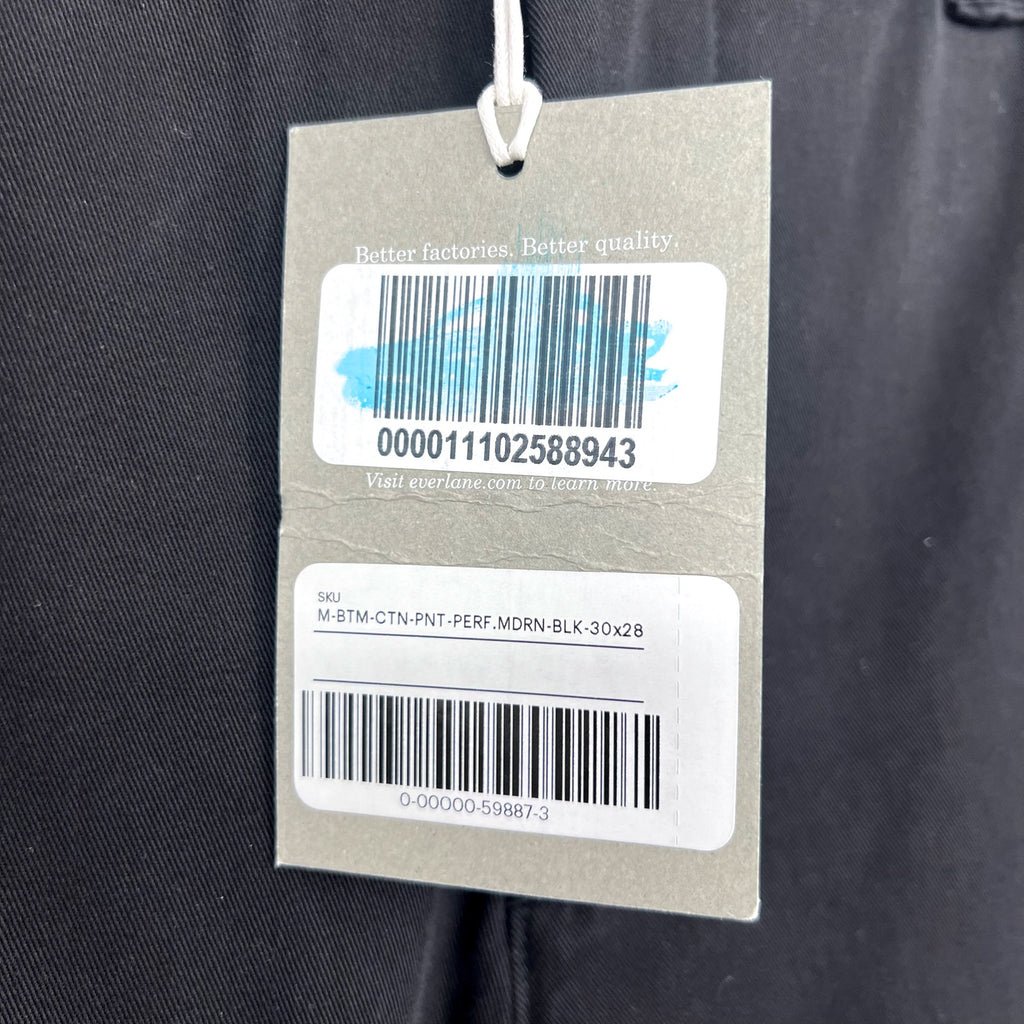 EVERLANE Men's The Performance Chino Pants 30x28 Black Modern Fit NWT