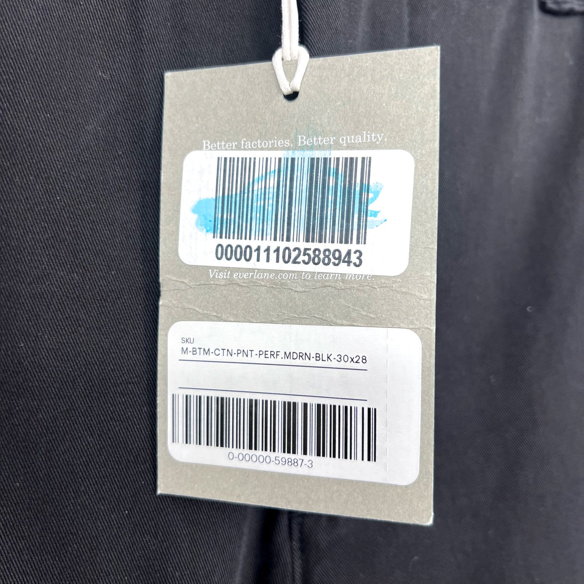EVERLANE Men's The Performance Chino Pants 30x28 Black Modern Fit NWT