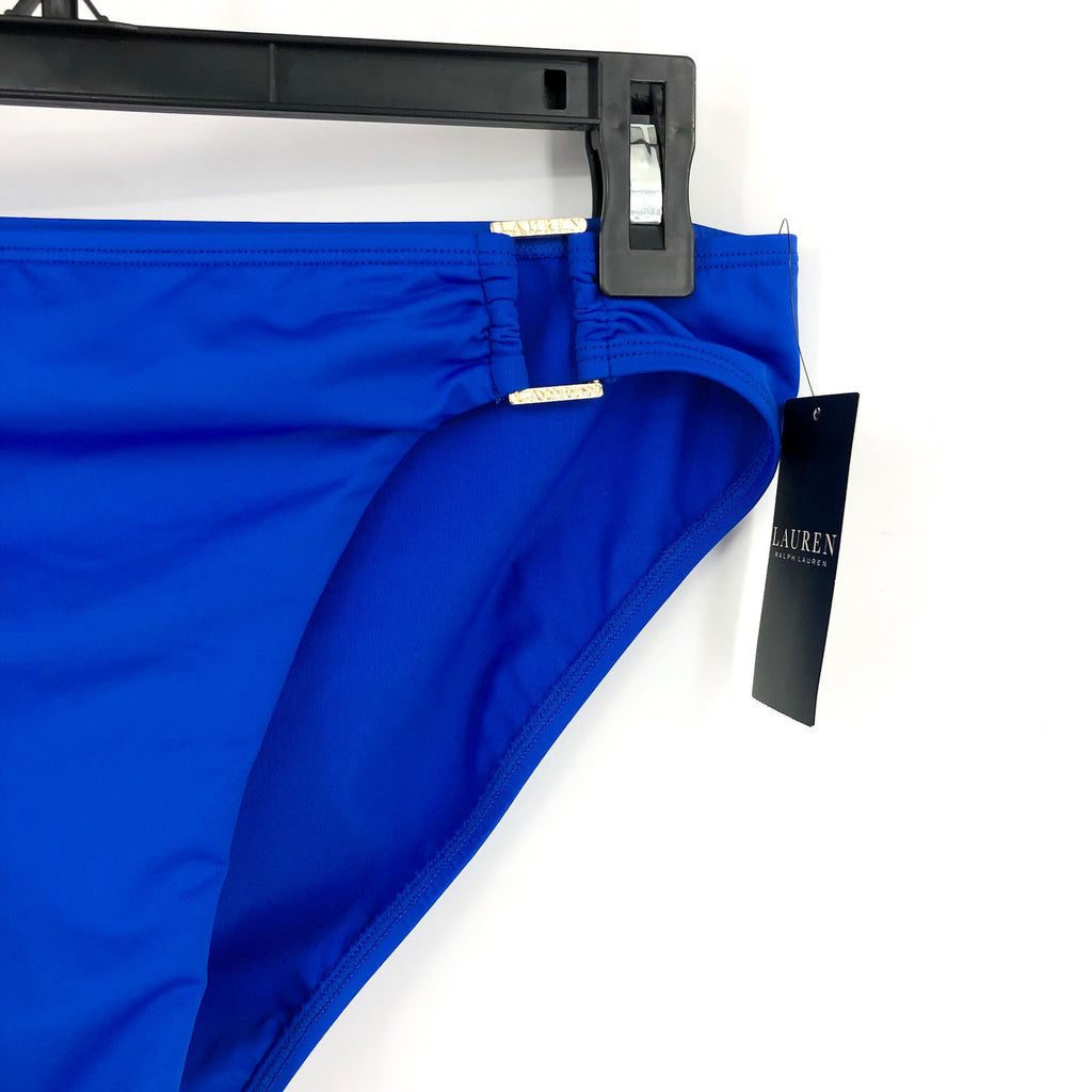LAUREN RALPH LAUREN Womens Ring Bikini Bottoms Size 10 Royal Blue Beach Club NWT