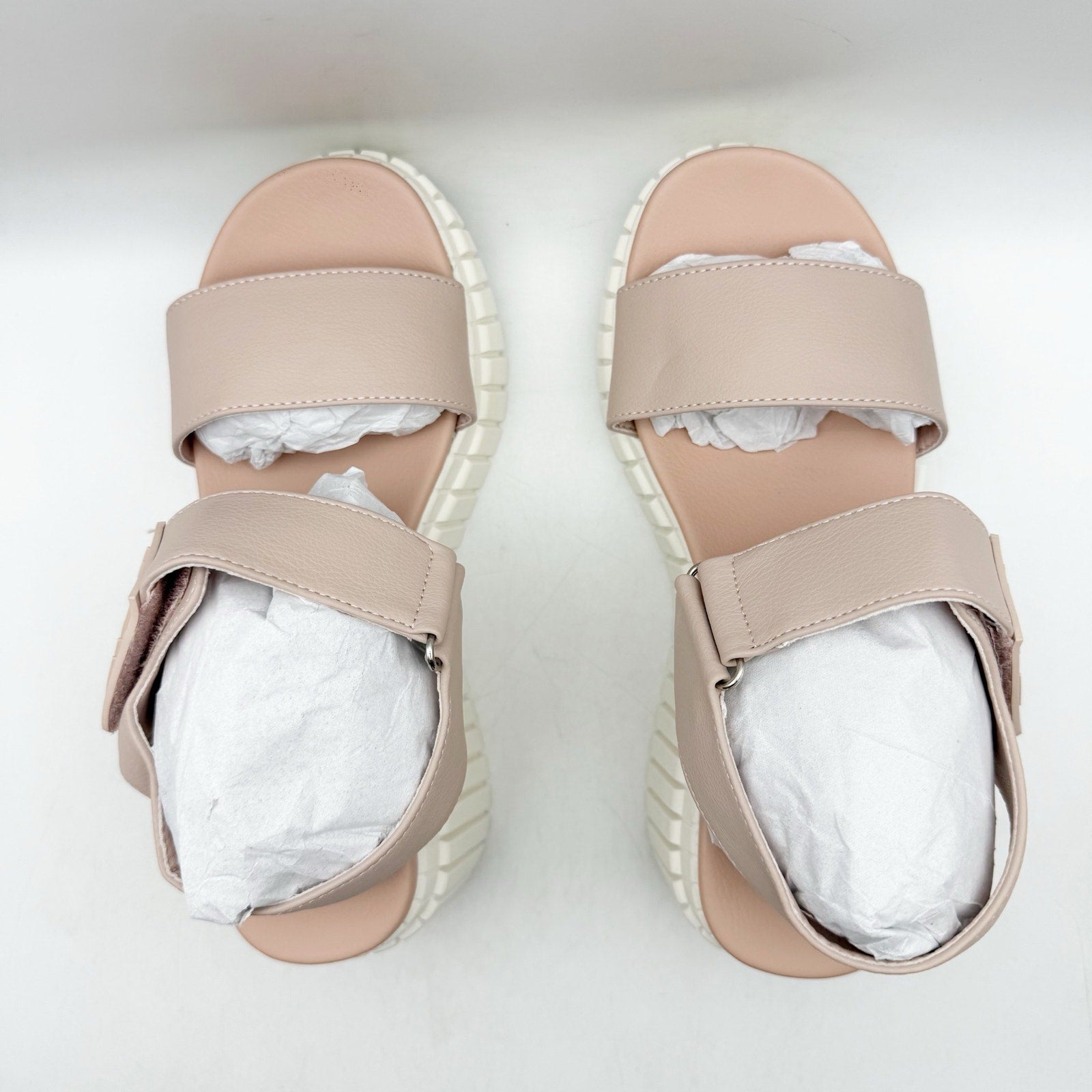 MIA Womens Yuri Wedge Sandals US 6 Taupe Beige Vegan Leather NWOB