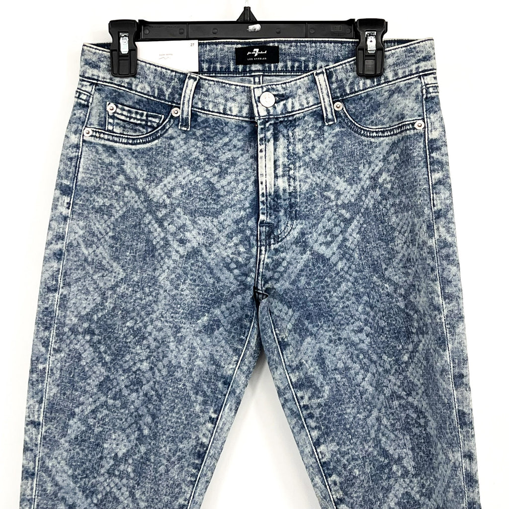 7 FOR ALL MANKIND Ankle Super Skinny Jeans Size 27 US 4 Blue Snake Acid Wash NWT