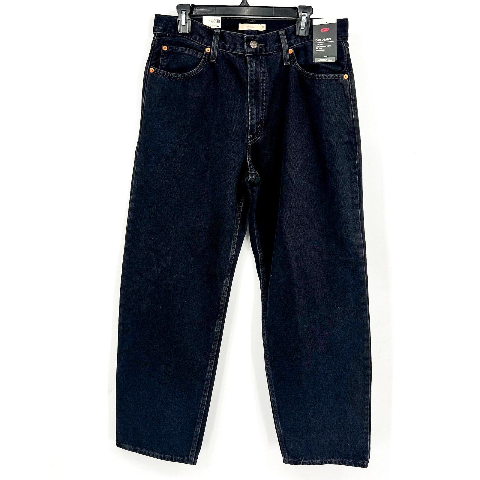 LEVI'S Womens Baggy Dad Jeans 31x30 US 12 Shrink Up Black Mid Rise 797700020 NWT
