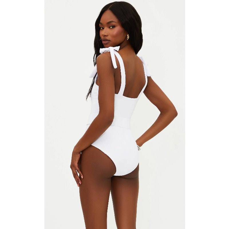 BEACH RIOT Womens Sydney One Piece Swimsuit Medium White Tie Strap NO BELT NWT