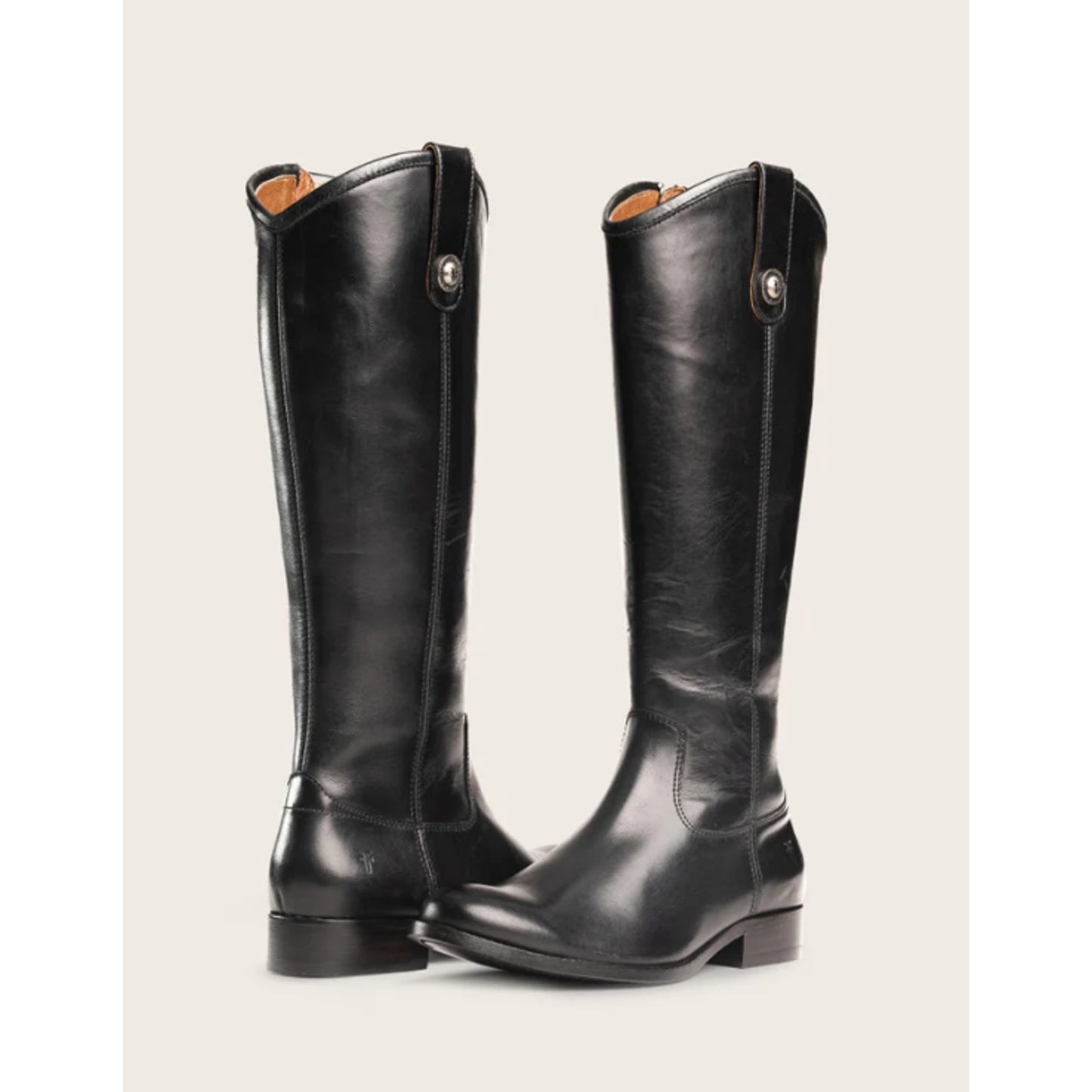 FRYE Women's Melissa Riding Boots Sz 6 Black Leather Button Inside Zip Tall NIB