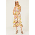 BARDOT Womens Labella Midi Dress US 2 XS Tropical Yellow Floral-Print Halter NWT
