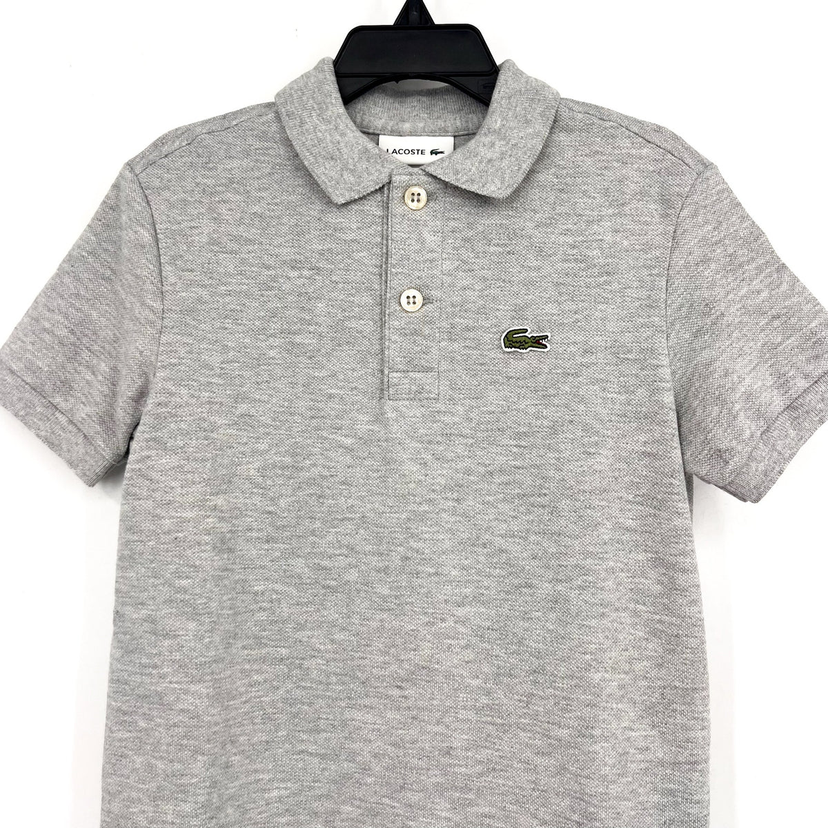 LACOSTE Kids Short Sleeve Classic Pique Polo Shirt SIZE 5 Grey NWT