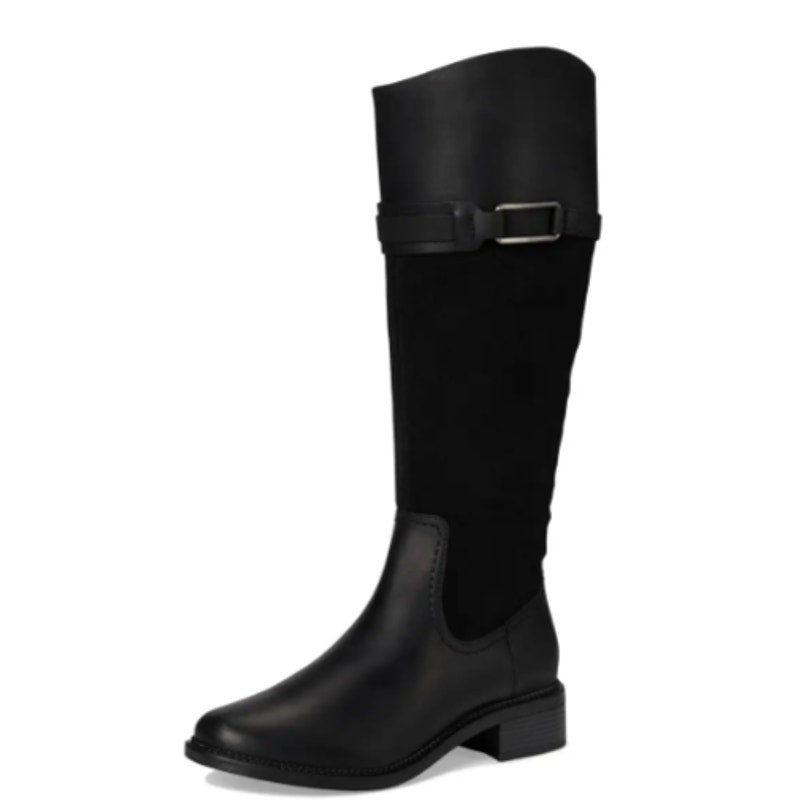 Clarks Womens Maye Carly Knee High Boots Size 9.5 Wide Black Leather NWOB