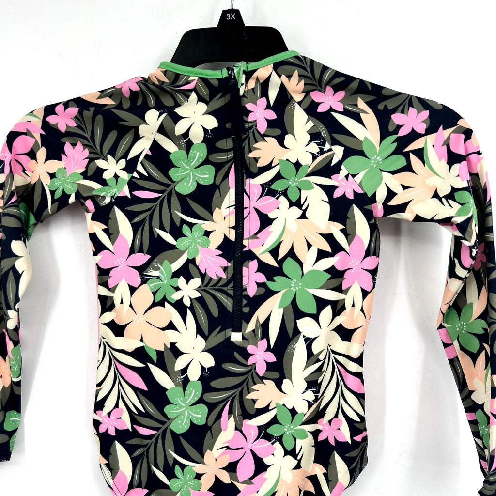 ROXY Girls Ilacabo Swimsuit Surfsuit Medium Navy Blue Floral Long Sleeve NWT