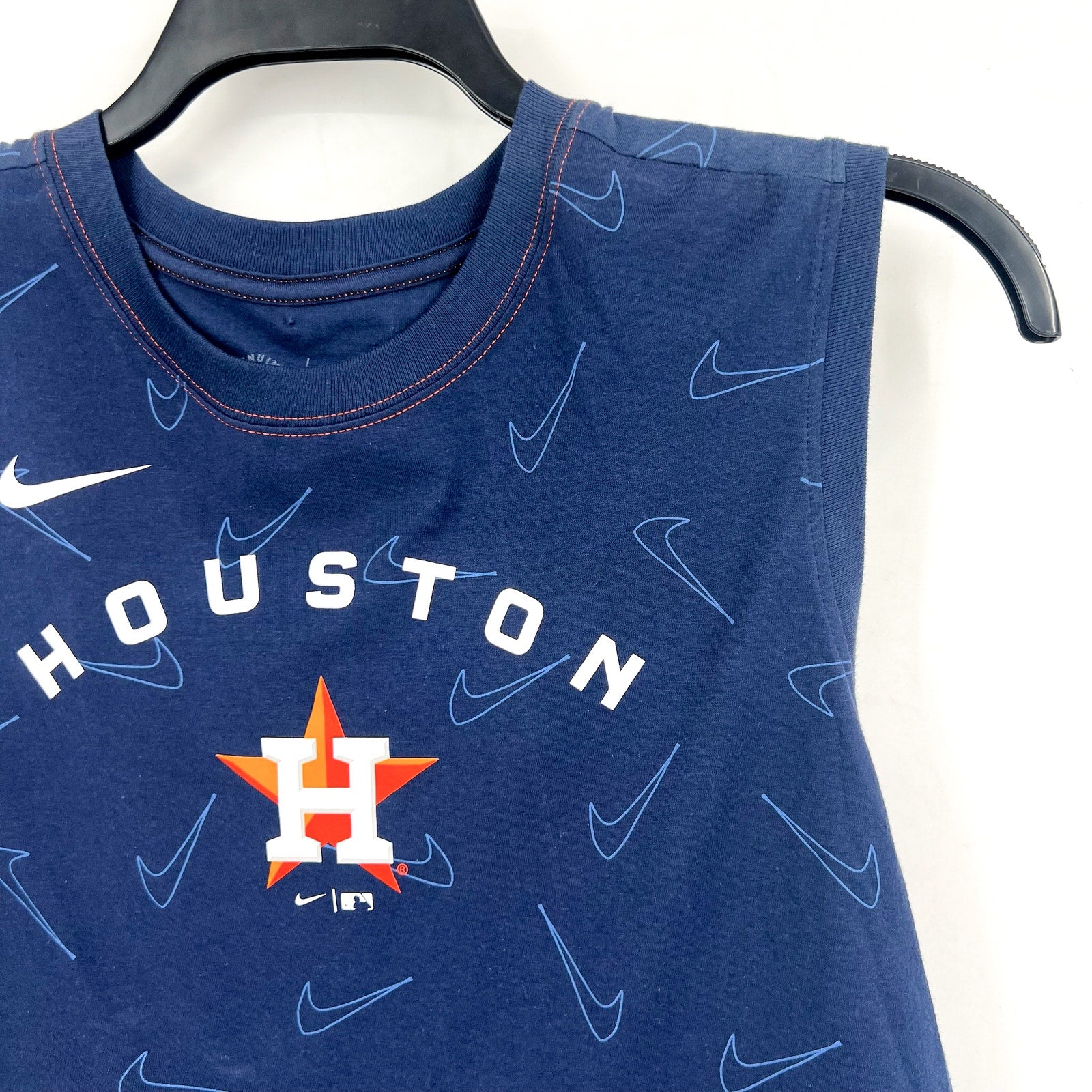 NIKE Womens Houston Astros Muscle Play Tank Top Large Navy Blue Crewneck NWT