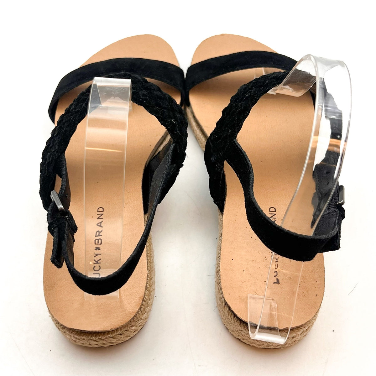 LUCKY BRAND Women's Gloreah Espadrille Flat Sandals Size 8.5M Black NWOB