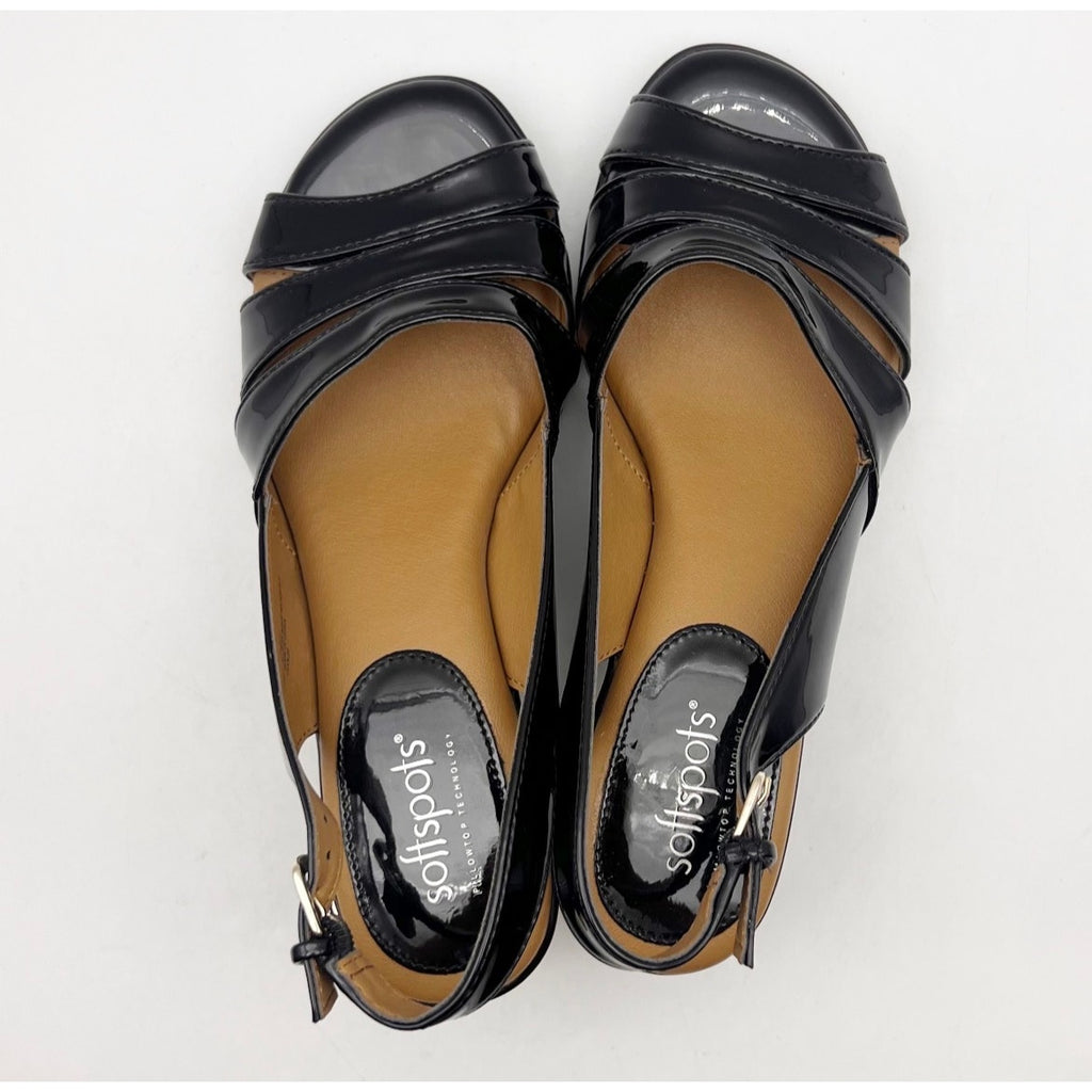 Comfortiva Women's Softspots Neima Heeled Sandals Size 7 WIDE Black Leather NWOB