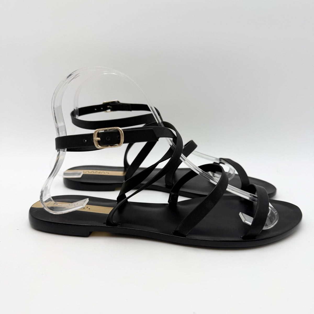 KAANAS Womens Vitoria Gladiator Flat Sandals Size 8 M Black NIB