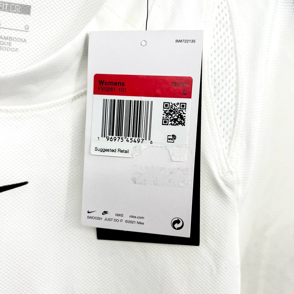 NIKE Women's Court Advantage Tennis T-Shirt Large White Short Sleeve Dri-Fit NWT