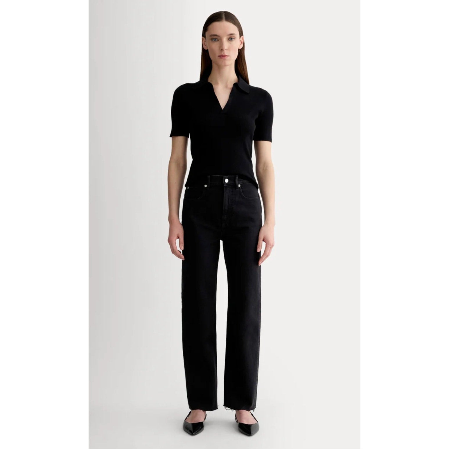EVERLANE Womens The Way-High Jeans 33x30 US 16 Black Coal Straight Leg NWT