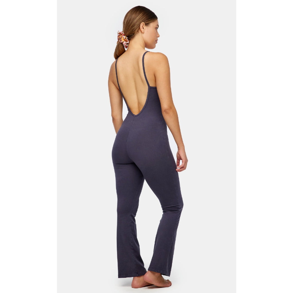 LACAUSA Womens Flow Prana Unitard Medium Charcoal Grey Yoga Tank Low Back NWT