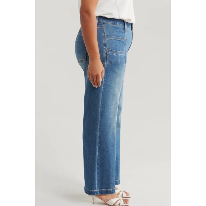 KUT FROM THE KLOTH Meg Wide Leg Ankle Jeans Size 18 Loyalty Blue Seamed NWT