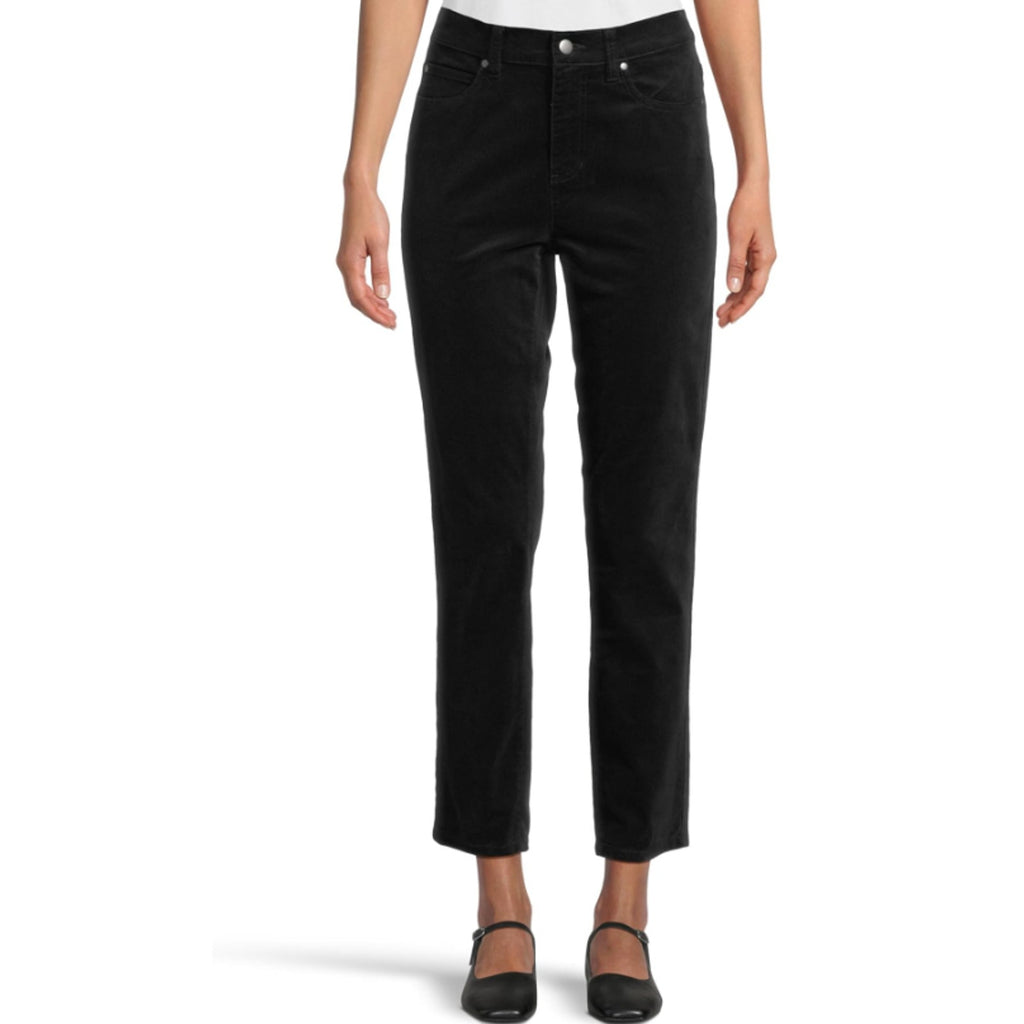 Eileen Fisher Women's Slim Ankle Jeans Medium Black Velveteen High Waisted NWT