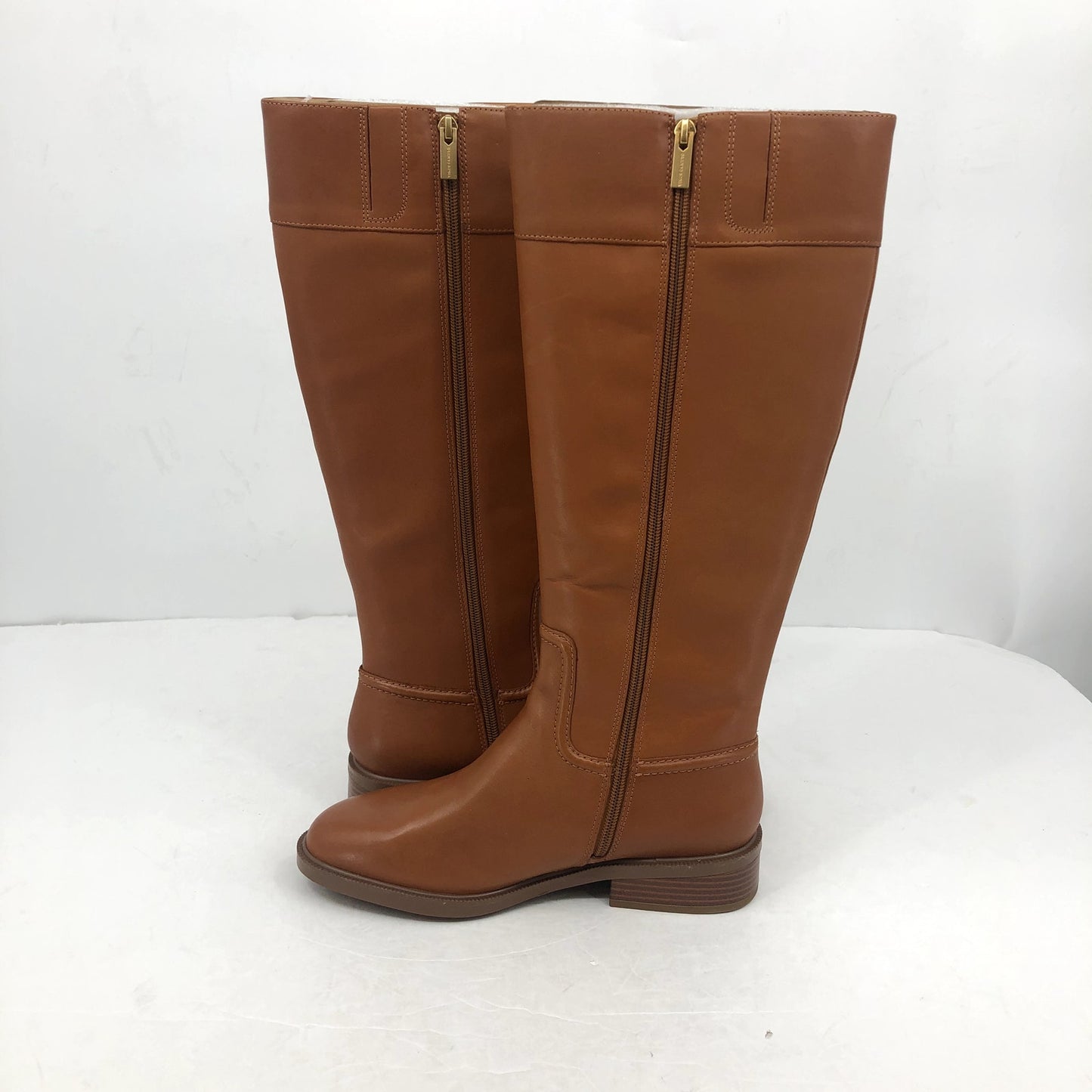 Vince Camuto Women Leather Riding Boot Andalian Size 9.5 Brown Golden Walnut NWB