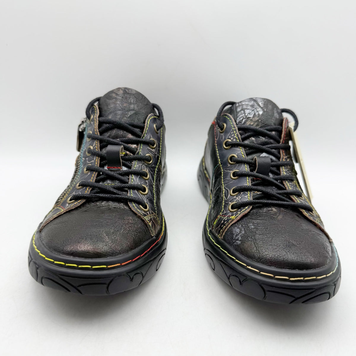 L'Artiste Womens Danli-Bloom Casual Sneakers EU 38 US 7.5-8 Black Leather NWOB