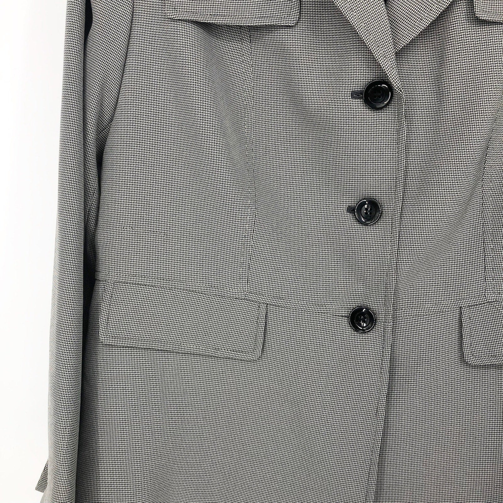 Le Suit Women's Flap-Pocket Contrast Suit Jacket 18 Grey Pattern 3-Button NWT