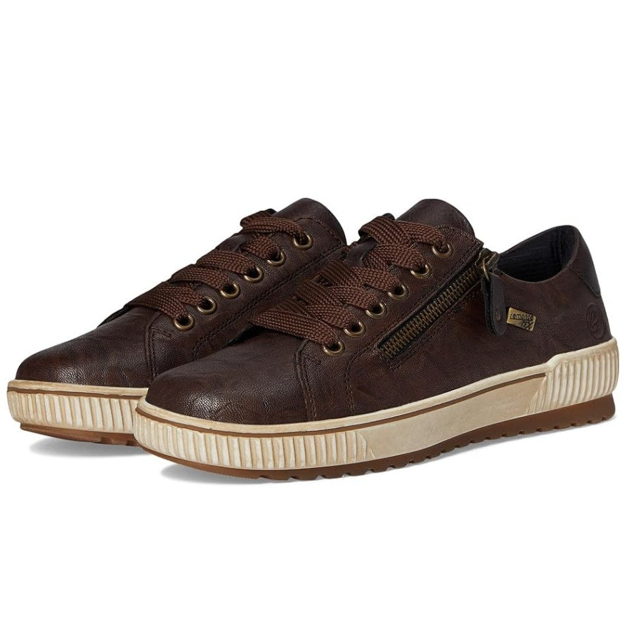 Rieker Womens Maditta 00 Casual Low Sneakers Size 6 EU 37 Brown Leather NIB