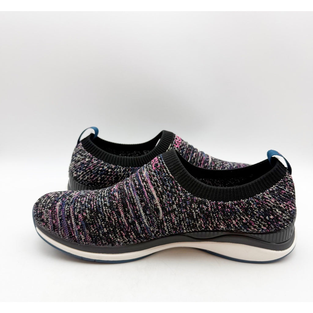 Kuru Womens Stride Casual Sneakers Size 7.5 Jet Black Confetti Knit Slip On NWOB
