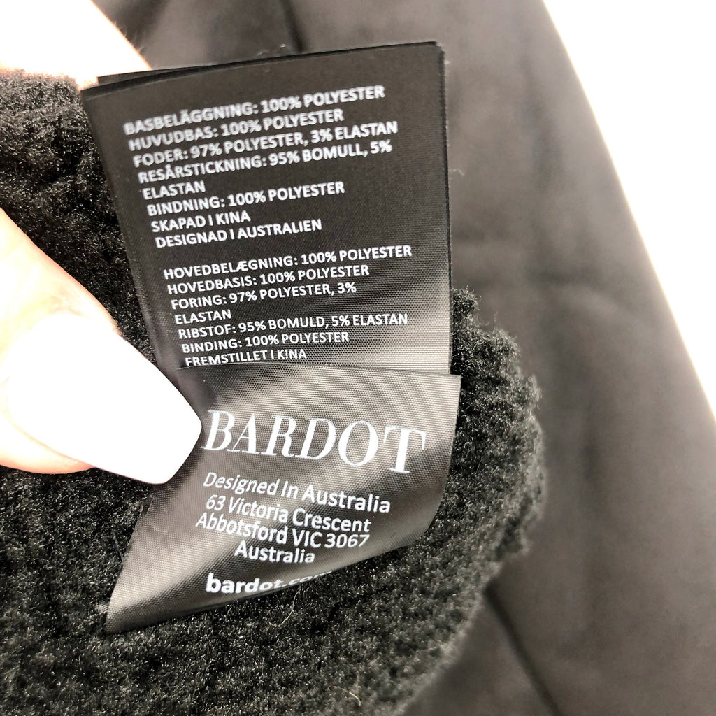 BARDOT Women's Shearling Bomber Jacket Small US 4 Black Faux Suede Cropped NWT