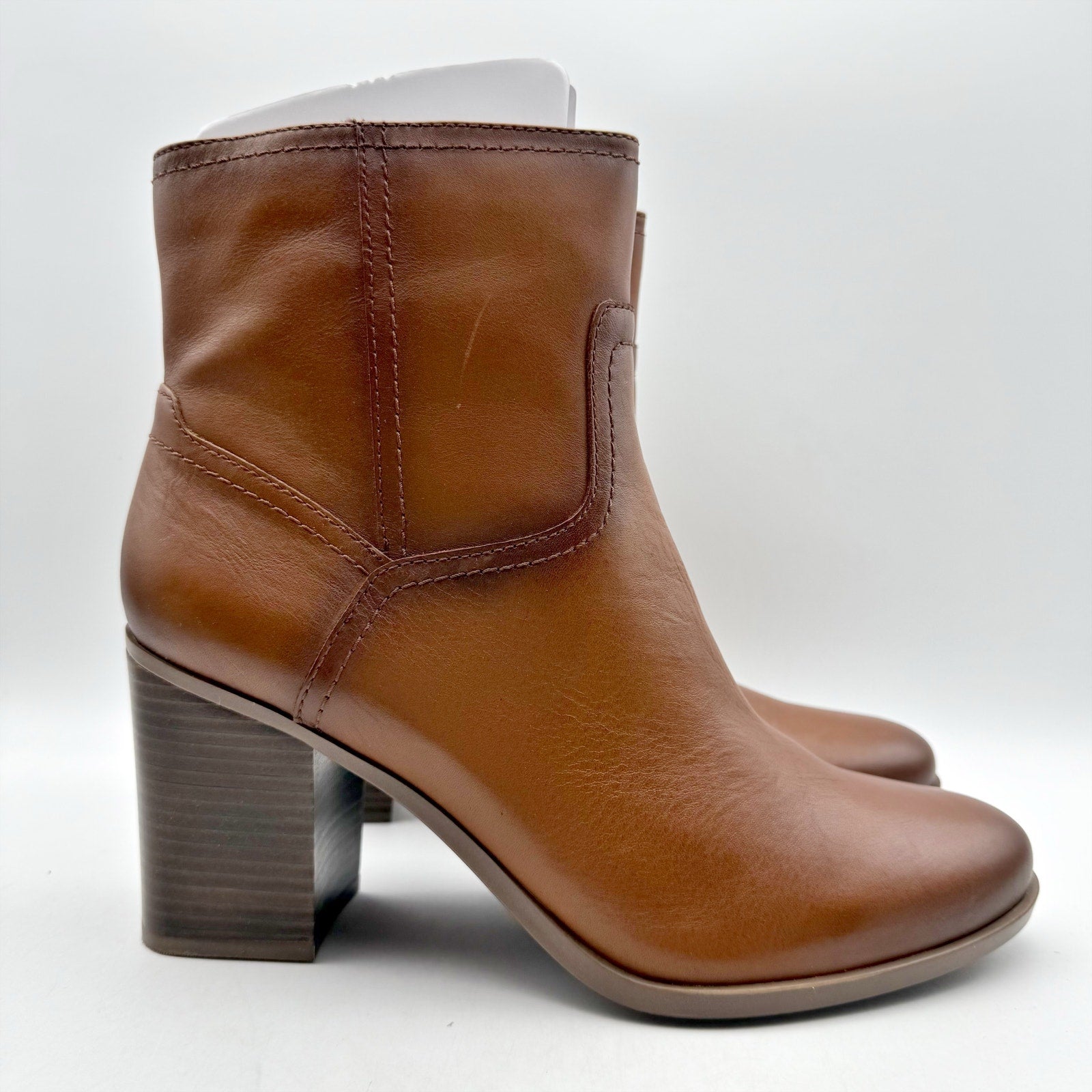 Naturalizer Womens Kalina Ankle Bootie Size 7.5 WIDE Cider Brown Leather NIB