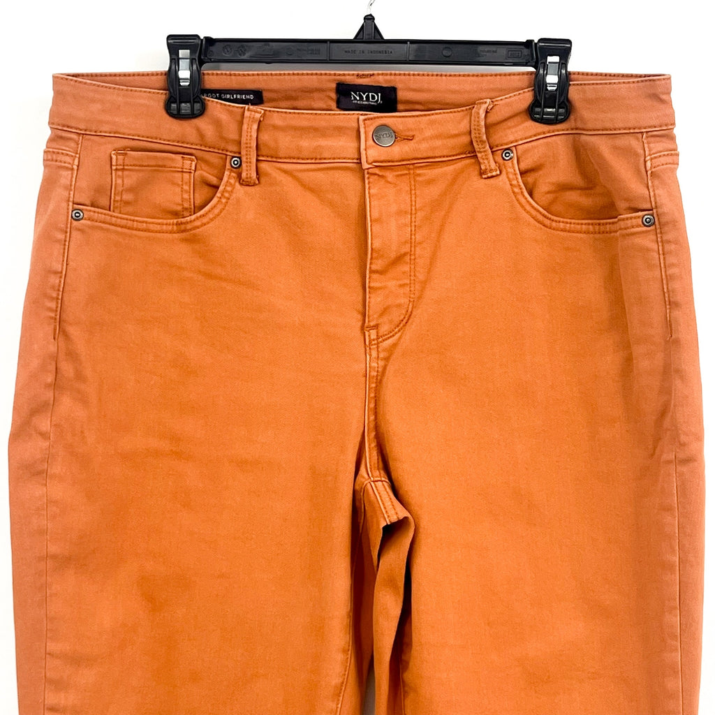 NYDJ Womens Margot Girlfriend Jeans Size 14 PETITE Rust Brown NWOT