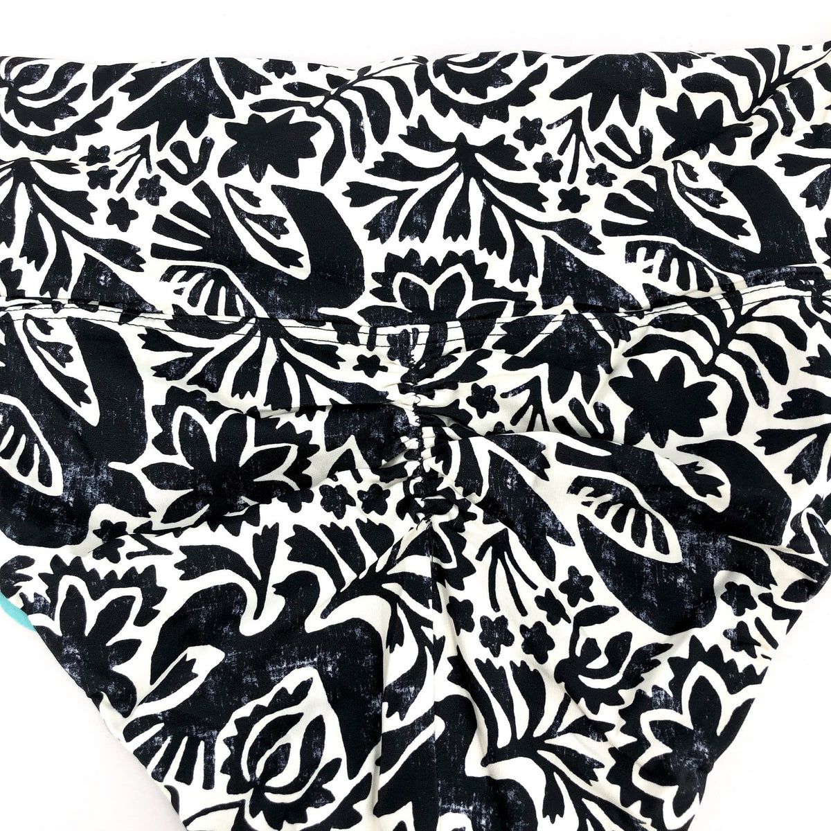 PRANA Women's Aurelia Bikini Bottom XS White Black Flora Fauna High Waist NWT