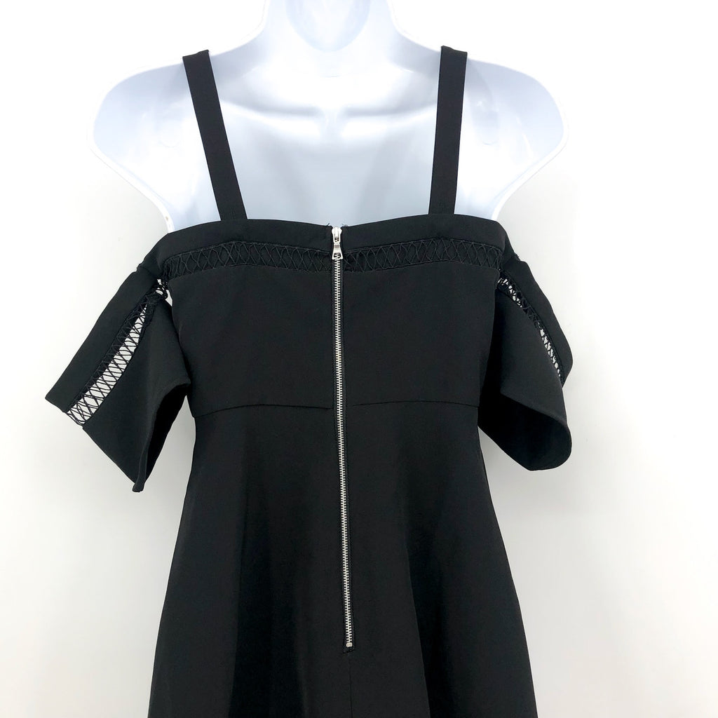 BARDOT JUNIOR Girls Isla Skater Dress Size 16 Black Cold Shoulder NWT