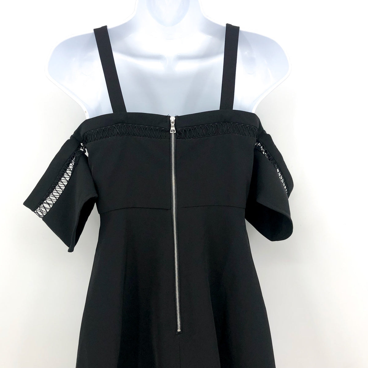 BARDOT JUNIOR Girls Isla Skater Dress Size 16 Black Cold Shoulder NWT