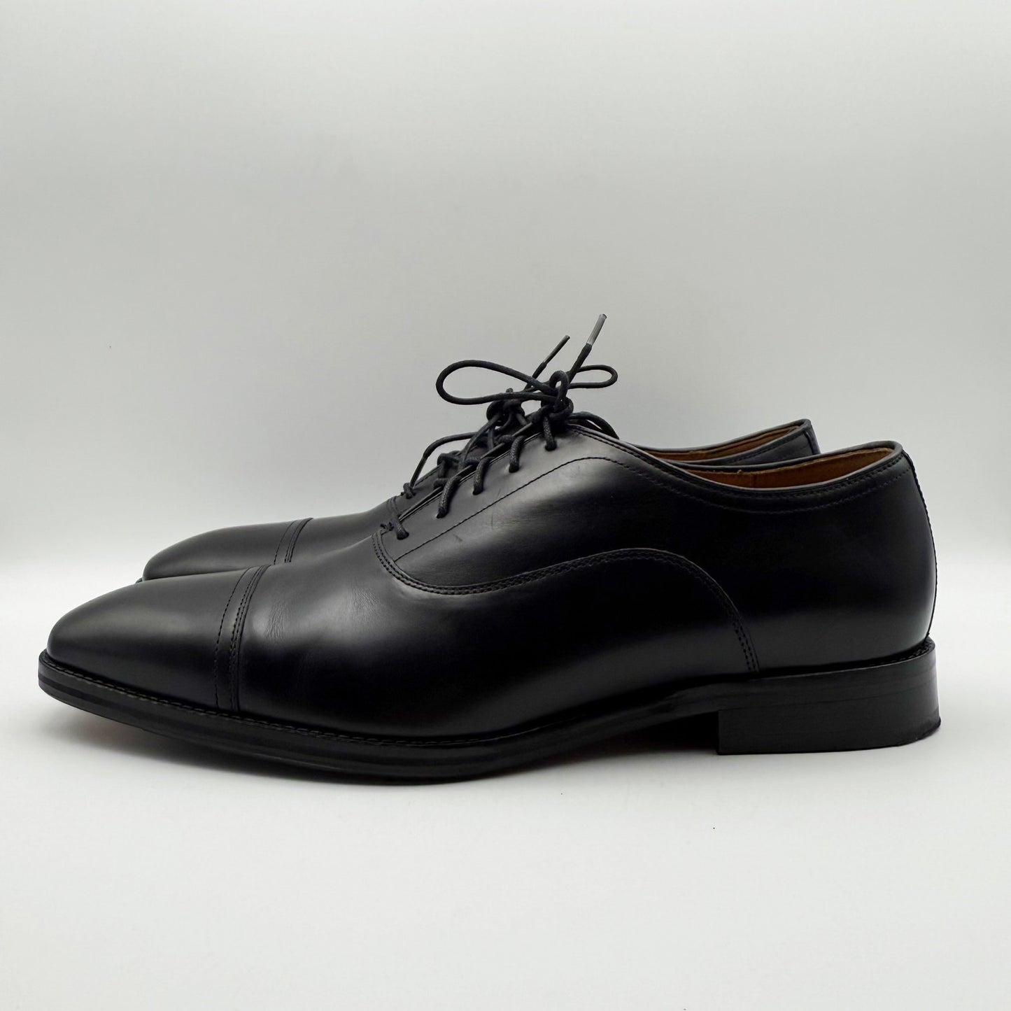 Johnston & Murphy Mens Sullivan Cap Toe Dress Shoes US 11 M Black Leather NIB