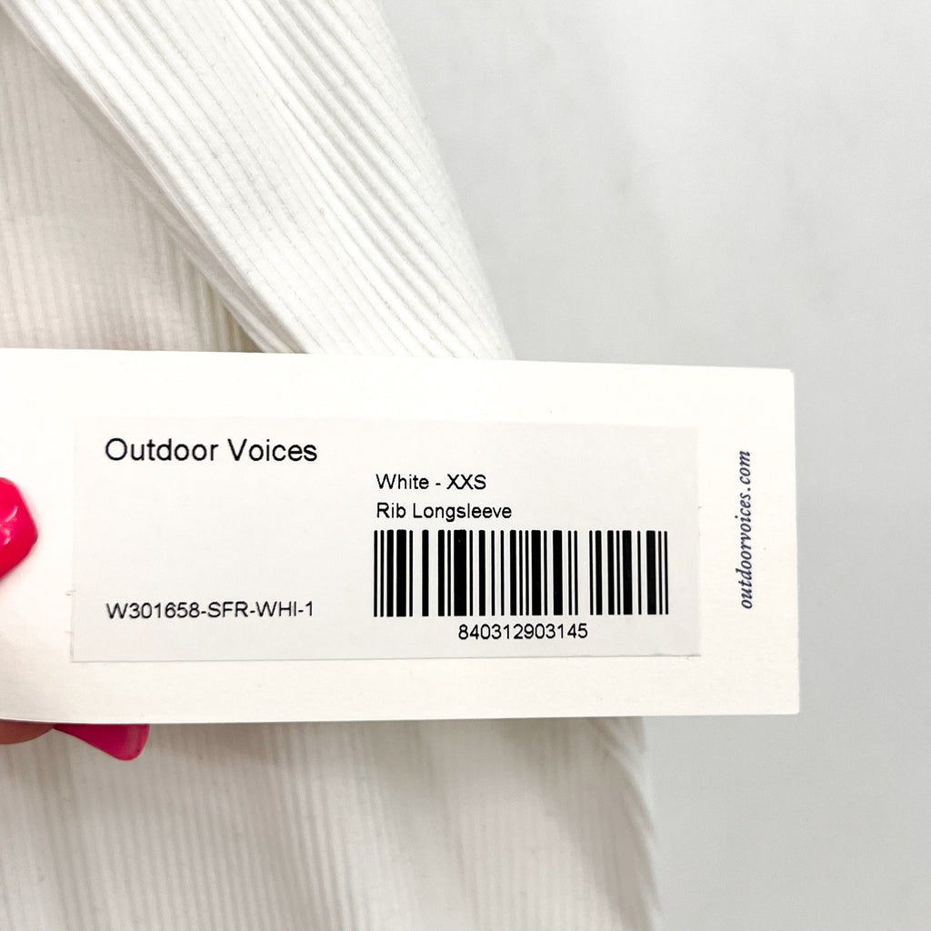 OUTDOOR VOICES Women's SuperForm Rib Long Sleeve Tee XXS White NWT
