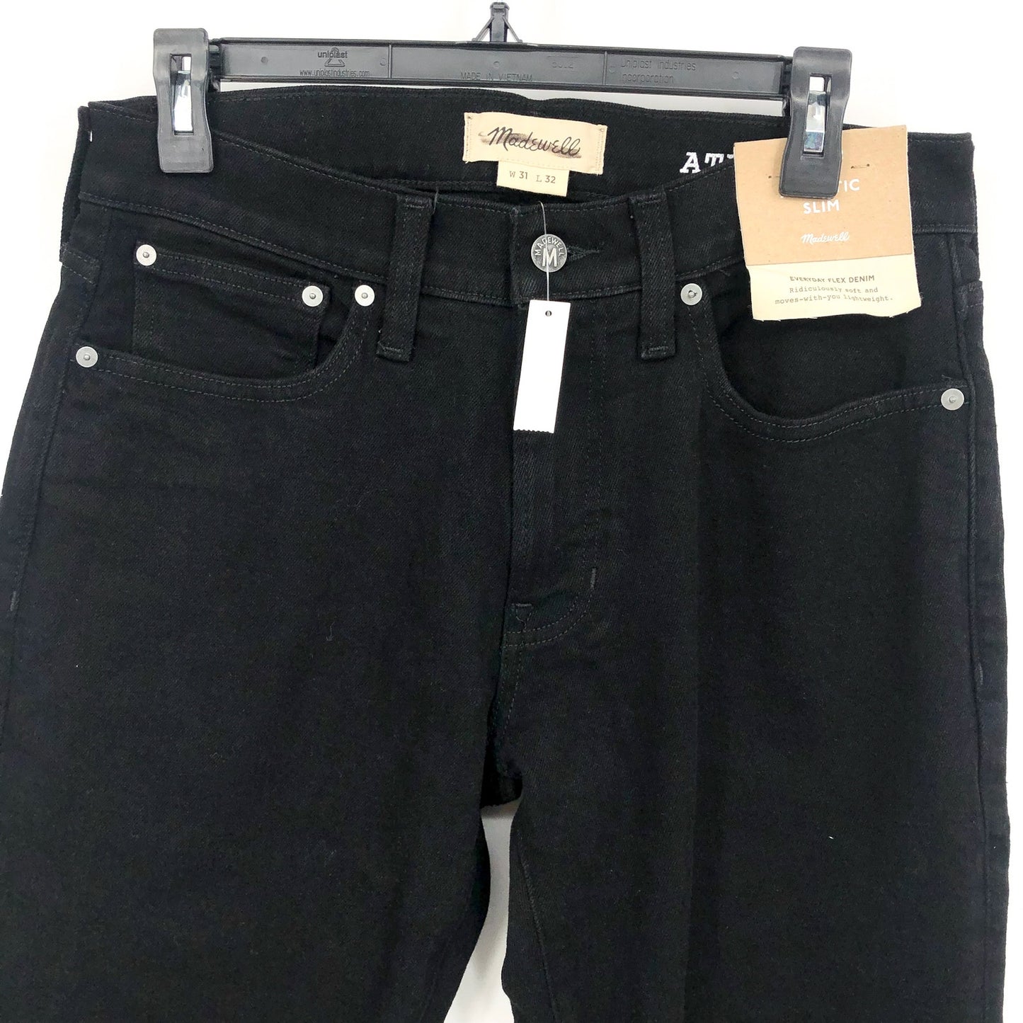 MADEWELL Men's Athletic Slim Jean 31x32 Black Denim Stretch NG307 NWT