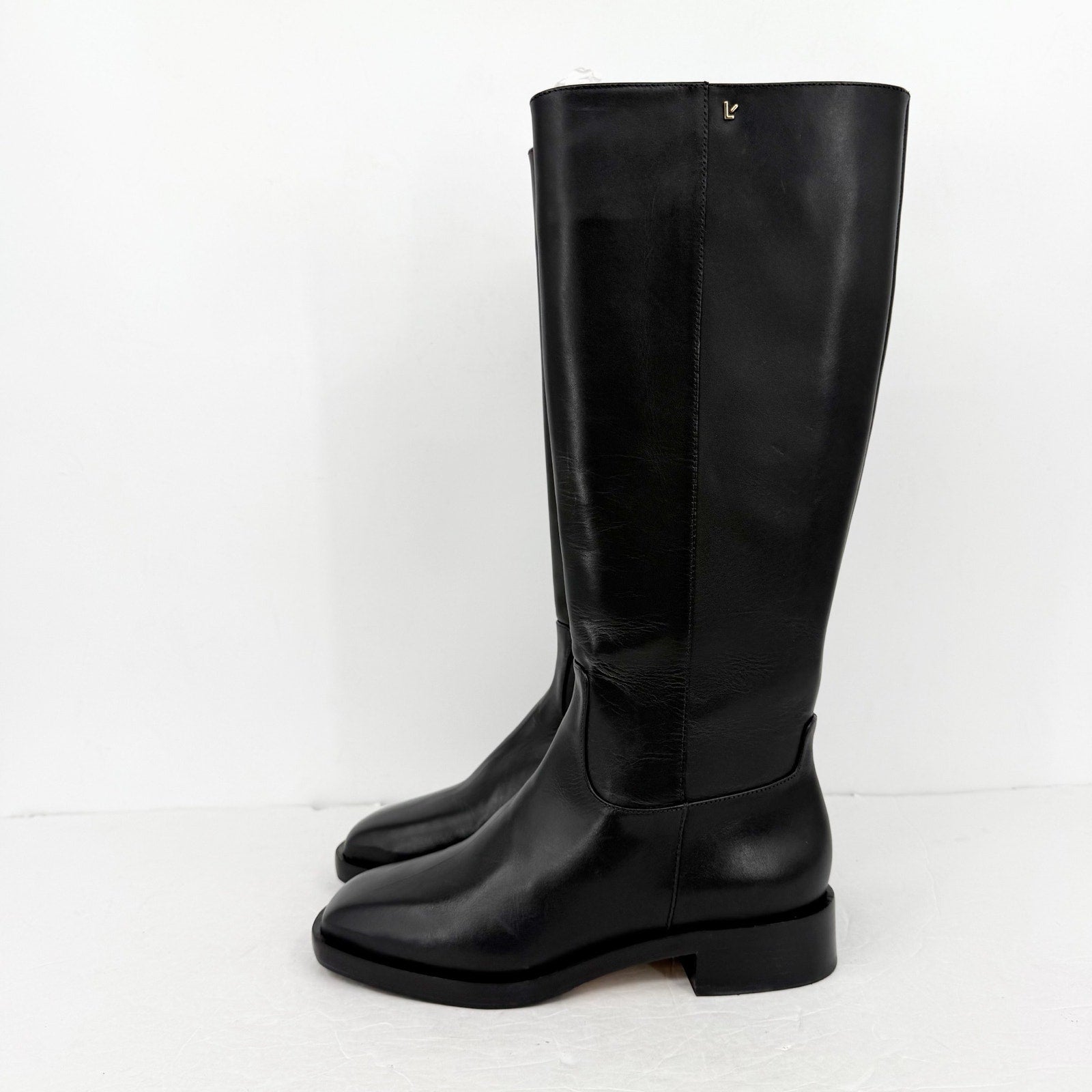 Larroudé Womens Anne Knee High Boots US 7.5 EU 38.5 Black Napa Leather NIB