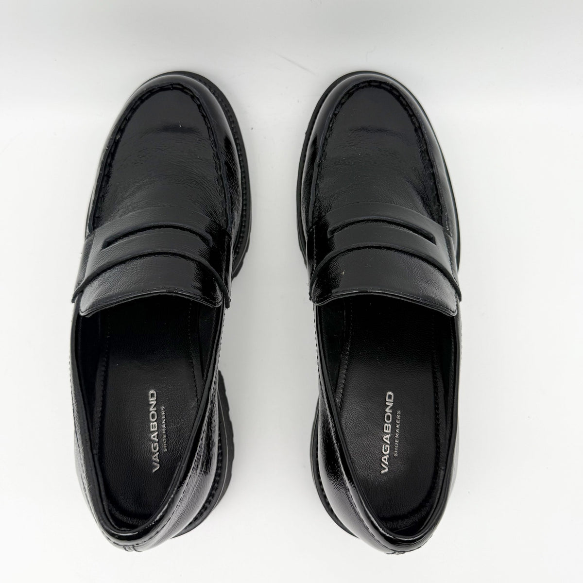 Vagabond Women Kenova Penny Loafers EU 38 US 8 Black Crinkle Leather NIB