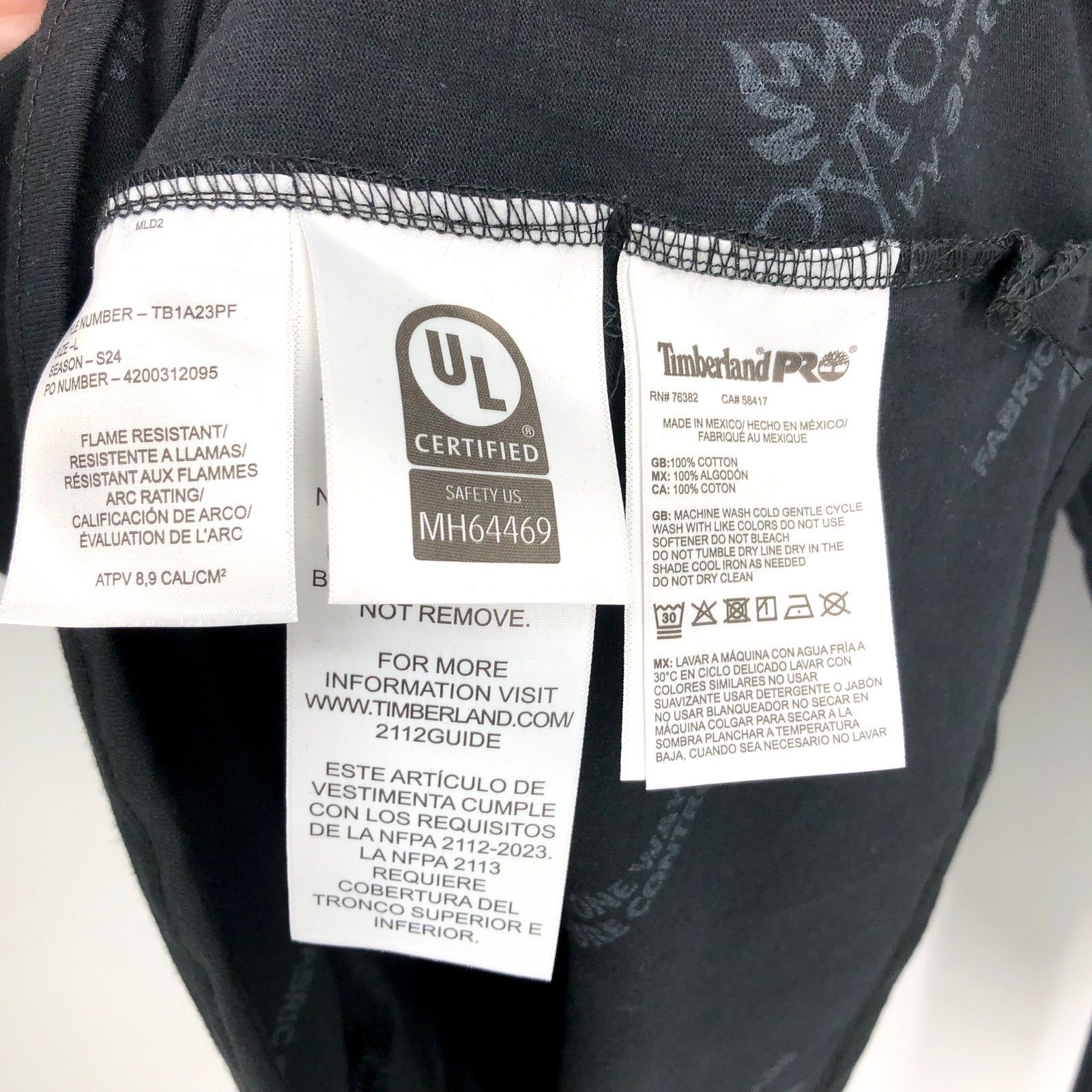 TIMBERLAND PRO Men's FR Long-Sleeve Pocket T-Shirt Large Black Cotton Core NWT