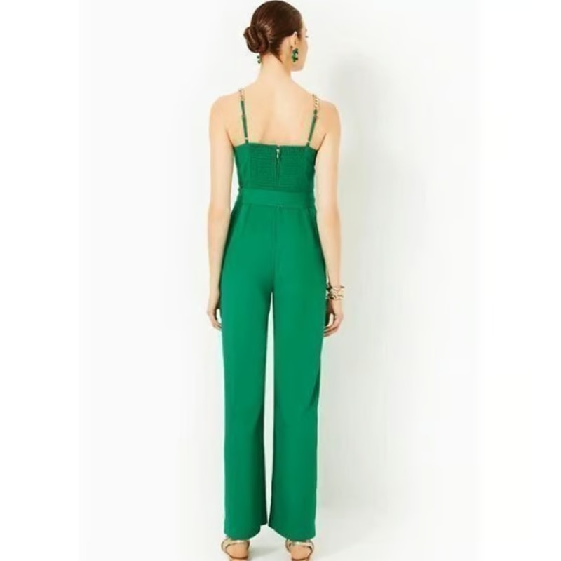 LILLY PULITZER Women's Zemira Sleeveless Jumpsuit Size 16 Green Fiddle Leaf NWT