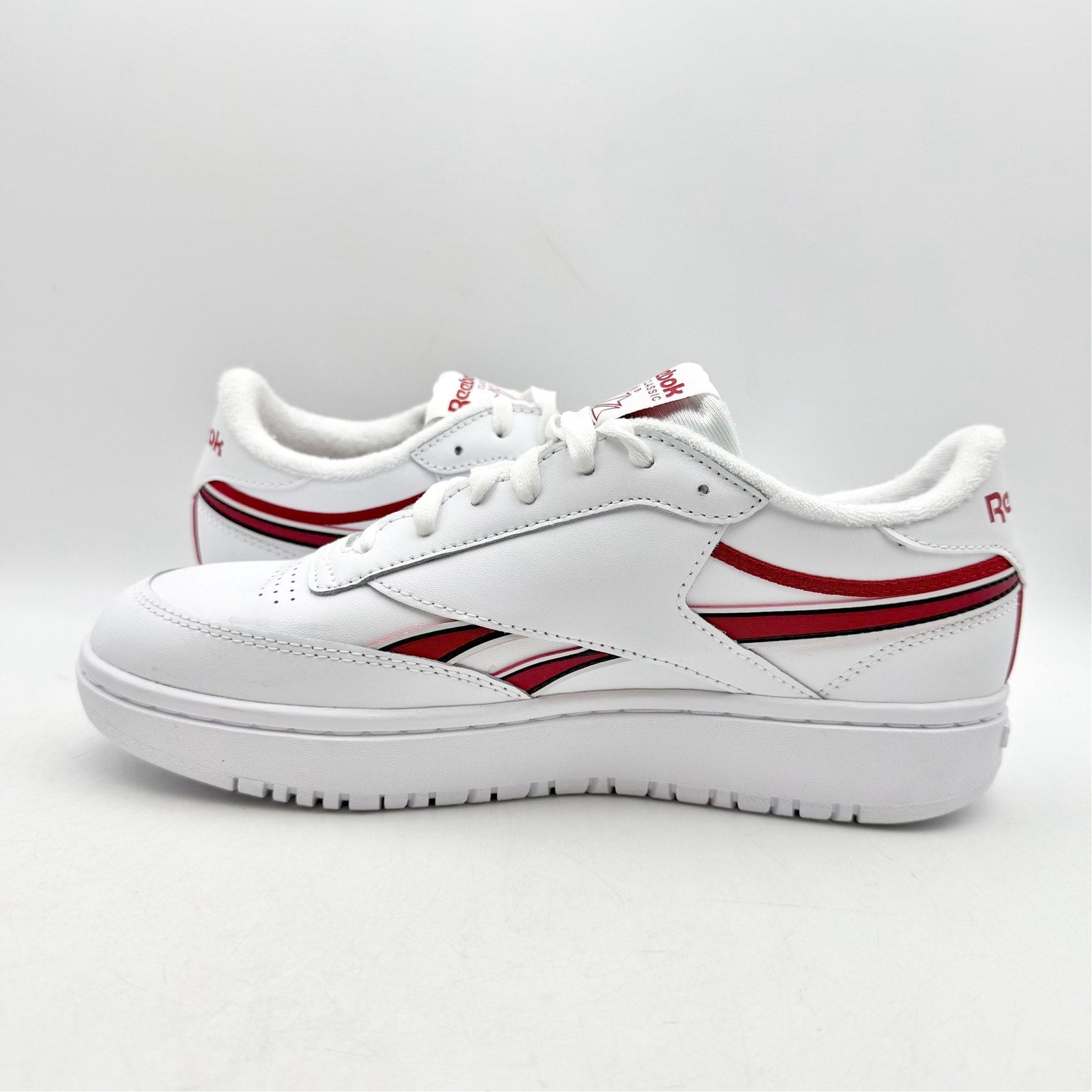 Reebok Womens Club C Double Sneaker SIZE 9 EU 40 White Red Leather NWT