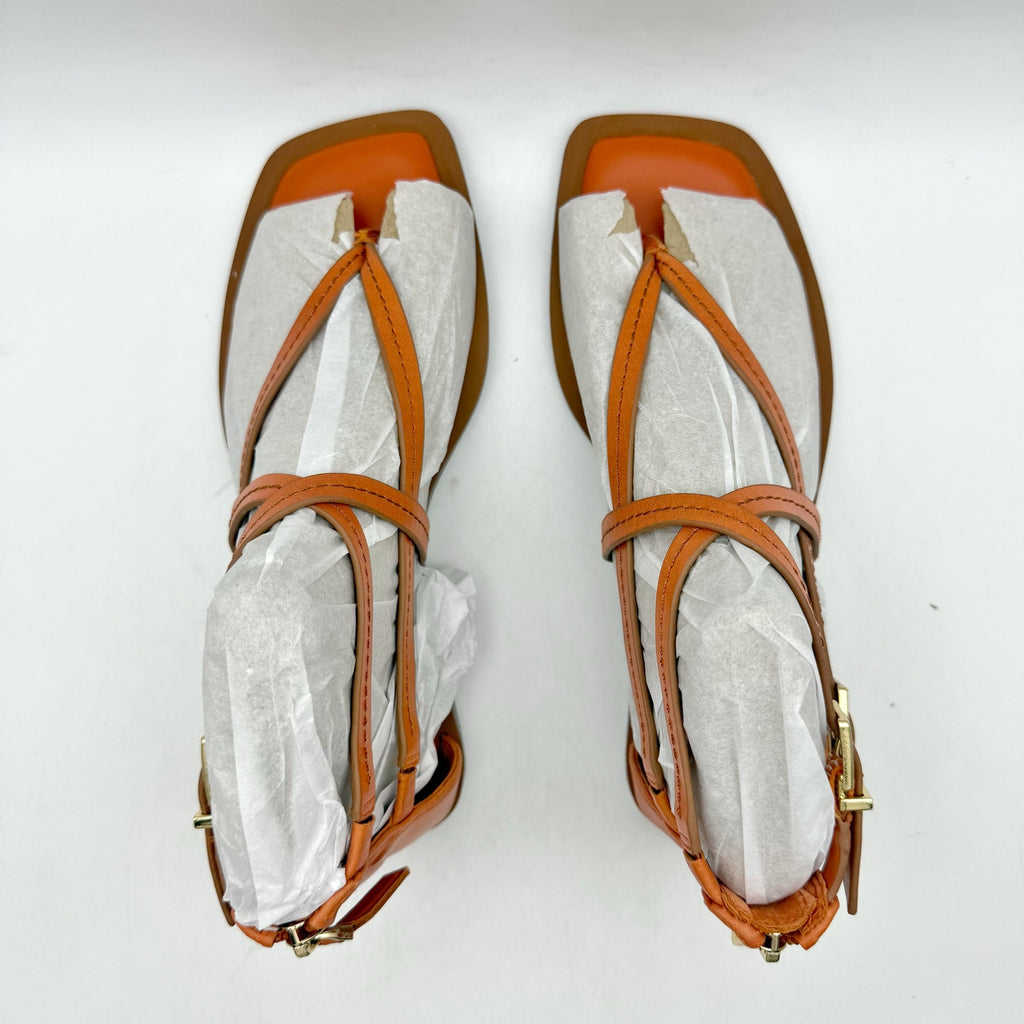 Vince Camuto Womens Brenndie Gladiator Sandals Size 6 M Orange Leather NIB