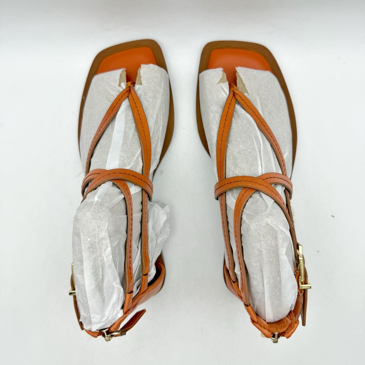 Vince Camuto Womens Brenndie Gladiator Sandals Size 6 M Orange Leather NIB