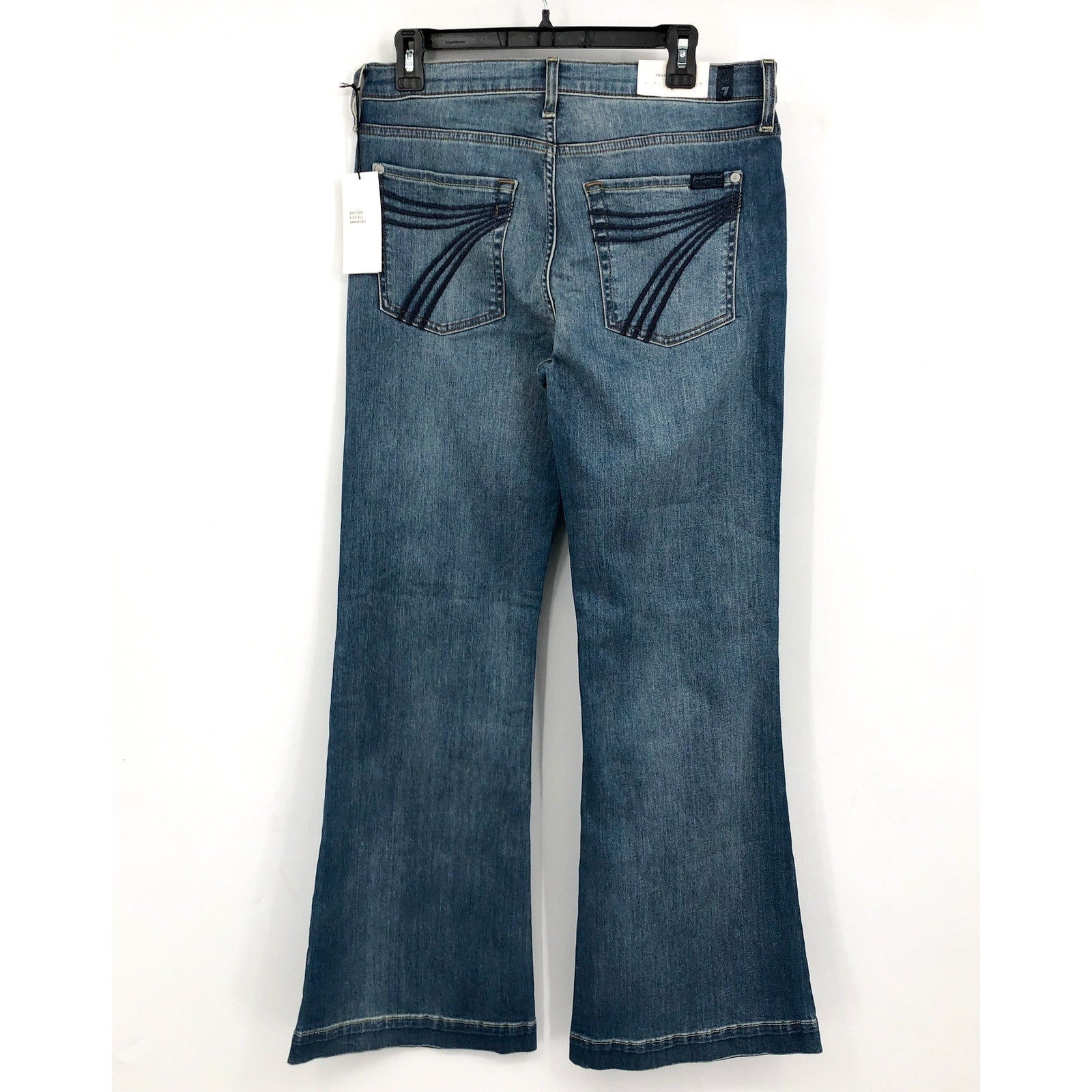 7 FOR ALL MANKIND Tailorless Dojo Jeans Size 31 Blue Disautlght Wash NWT