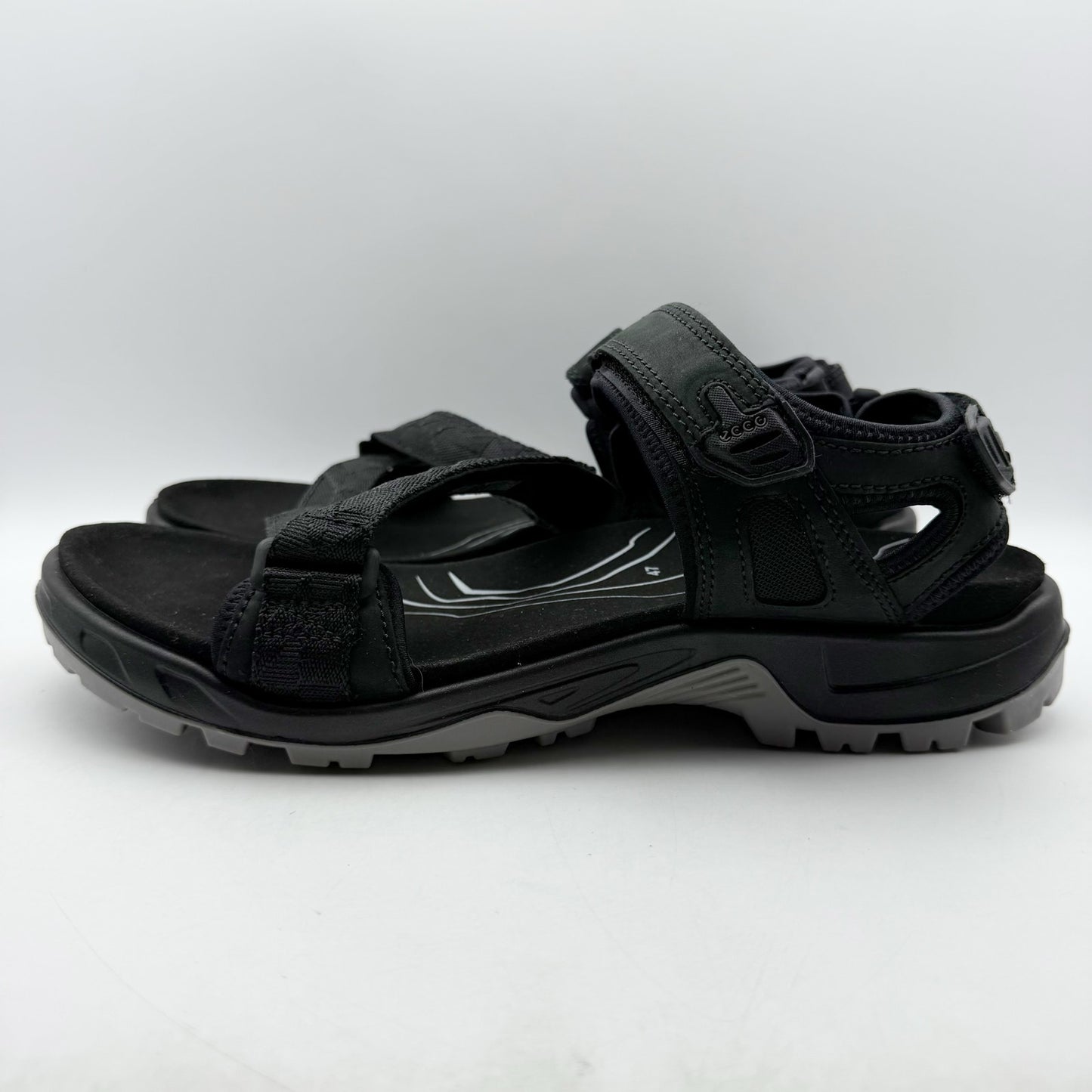 Ecco Mens Yucatan Coast Sandal US 13-13.5 EU 47 Black Leather Casual Sporty NWOB